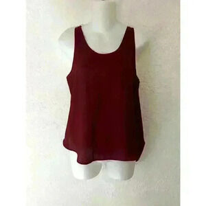 Express Top Womens XS Maroon Sleeveless Pullover Round Neck Tunic
